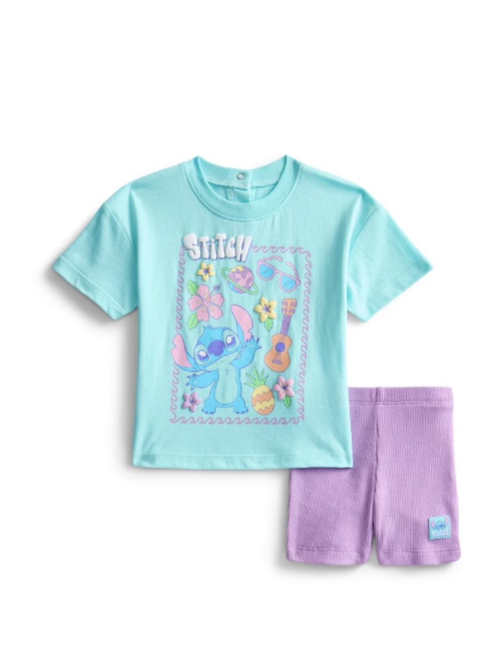 Lilo & Stitch Baby Girls Stitch Graphic Tee & Bike Shorts Set (0-3M)